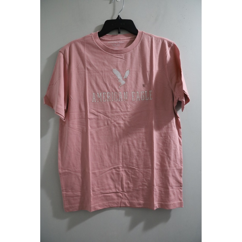American‎ Eagle Mens Pink Super Soft Standard Fit Graphic Logo T-Shirt Large L